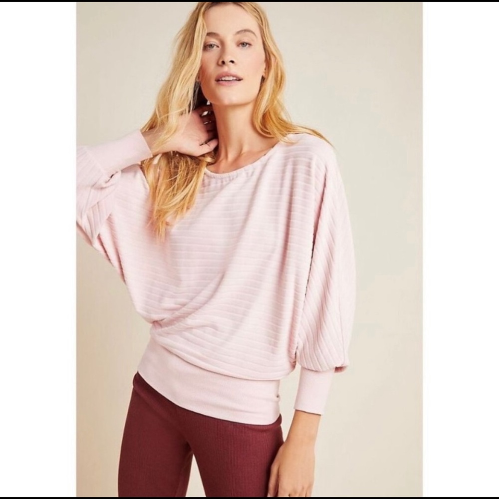 Anthropologie Shawna Hacci Crew Neck Sweater Pink Pullover Top | Saturday Sunday